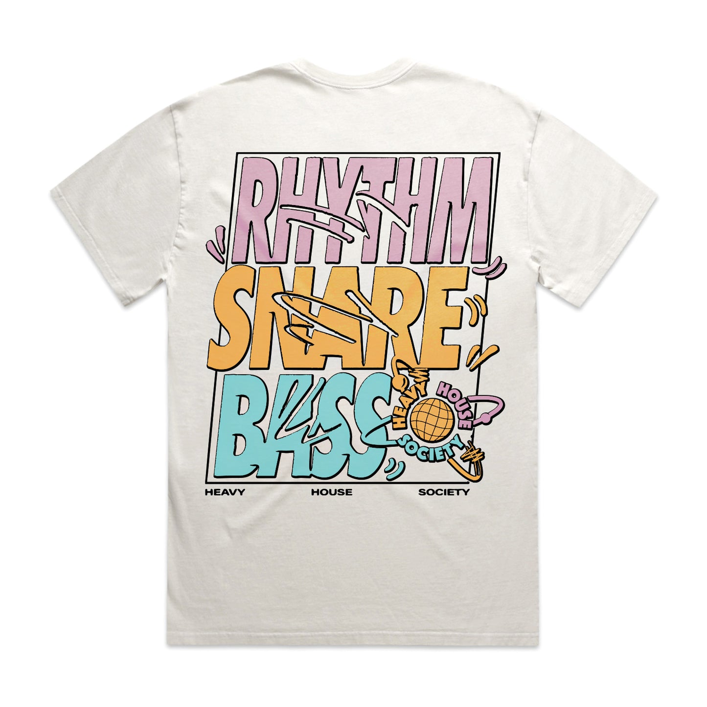 Heavy House Society 'Rhythm Snare Bass' Heavy Oversized T Shirt. LTD to 200 T Shirts