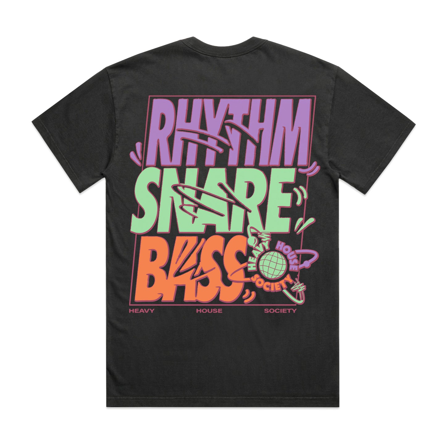 Heavy House Society 'Rhythm Snare Bass' Heavy Oversized T Shirt. LTD to 200 T Shirts